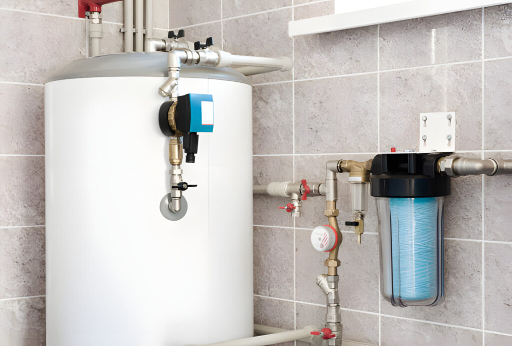house-water-heating-boiler-with-pump-ball-valves-and-filters